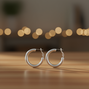 Pendientes de aro Amy Amy, joyería clásica de acero inoxidable chapada en plata para mujer, PE2086 - Product Image 2
