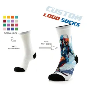 Пользовательские 3d печатные баскетбольные велосипедные носки сублимационные спортивные полиэфирные сублимационные носки