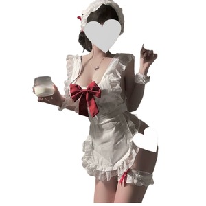 Costume de demoiselle d'honneur mignon et féminin, lingerie blanche transparente avec nœud en dentelle, dos nu, costume de cosplay pour femmes - Product Image 5