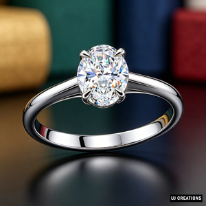 Platinum Oval Cut Diamond Solitaire Engagement Ring Classic Prong Setting Women's Fine Jewelry - Product Image 3