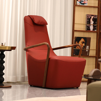 Fauteuil de loisirs en bois massif, fauteuil d'appoint rembourré, canapé simple moderne italien pour salon, hôtel