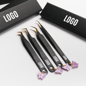 Chất Lượng Cao Thép Không Gỉ Lash Sợi Tip Mở Rộng Lông Mi Nhíp Thoải Mái Xử Lý Khối Lượng Màu Đen Lash Applicator Nhíp - Product Image 3