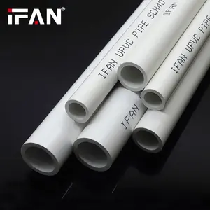 IFAN Hot Sell Encanamento Materiais Branco Redondo PVC Tubos De Tubulação De Plástico 6 Metro Programação 40 UPVC Tubo para Abastecimento De Água