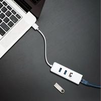 Hub USB multiport SYONG avec coque en plastique 4 en 1 avec adaptateur réseau RJ45 1000 Mbps compatible et prise en charge USB3.0 pour PC
