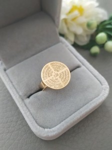 แหวนอายะตุลกุรซีย์ ทองคำ <span class=keywords><strong>4</strong></span> กุล เครื่องประดับอิสลาม มุสลิม อัลกุรอาน แฟชั่น แหวนสลักลายอักษรอาหรับแบบแบน สำหรับผู้หญิง - Product Image 6