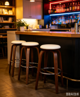 Tabouret de bar pivotant en bois de noyer de style moderne du milieu du siècle, 360° °   Tabouret pivotant à hauteur de comptoir pour îlot de cuisine et bar à domicile