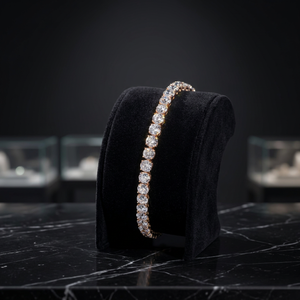 สร้อยข้อมือเพชรทรงกลมเจียระไนแบบบริลเลียนท์ 14K ทองคำแท้ ประดับด้วยเพชรเลี้ยงในห้องปฏิบัติการ ขนาด 4 มม. รับรองโดย IGI - Product Image 1
