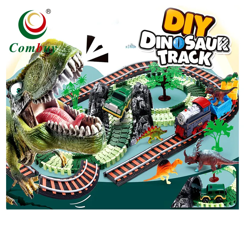 Kids dinosaur electric 144pcs assembly set train toy track