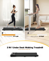 Tapis de course sous le bureau, tapis de marche américain prêt à expédier, mini tapis de course portable avec télécommande, Bluetooth, poids maximal de 265lb