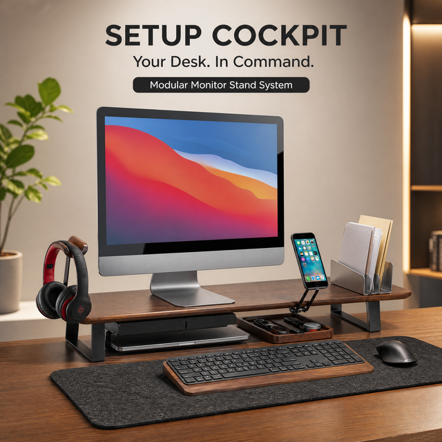 Adjustable Wooden Monitor Stand Desk Riser with Storage Organizer Computer Desk with Shelves Commercial Use Customized Packaging