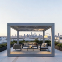 Pergola motorisée de luxe en aluminium pour jardin de villa, auvent à lames orientables étanche pour terrasse et loisirs en plein air