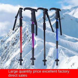 Passeggio retrattile retrattile stampella con manico in gomma in lega di alluminio 3 sezioni accessori per escursioni da campo - Product Image 2