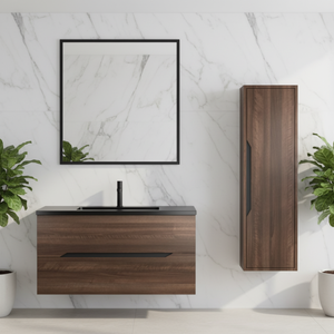 Mueble de Baño de PVC Impermeable de Lujo, Superventas, con Espejo Iluminado por LED y Lavabo Individual para Venta al por Mayor <span class=keywords><strong>TONA</strong></span> - Product Image 1