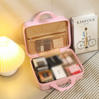 Valise de voyage pour femme, sac à main 14 pouces avec fermeture éclair, en ABS+PC, motif lettre tendance, petite boîte de rangement pour maquillage, mini sac pour mariage et voyage