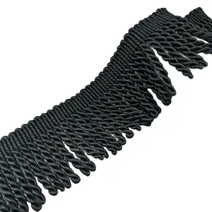 Household textile 100% polyester braid Trim black twisted big tassel Bullion Fringe For Sofa Curtain furniture