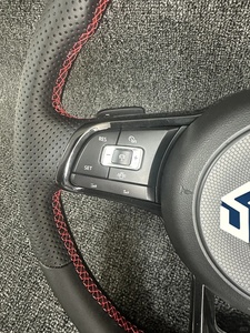 Para Volkswagen VW Polo MK <span class=keywords><strong>Golf</strong></span> 5 6 7 7,5 6R R Passat CC Gti Gte <span class=keywords><strong>volante</strong></span> de fondo plano de cuero completo - Product Image 2