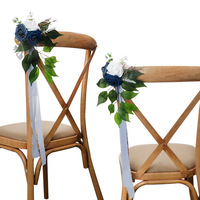 Chaise de mariage rose dos fleur ruban en forme de bande artificielle simulée en plastique soie fleur événement fête mur Table décoration