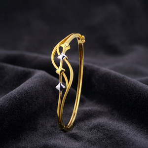 Elegant Dual Tone Gold Plated <b>Beaded</b> <b>Bracelet</b> for Women with Sleek Wave Pattern and Trendy Style by KINNOVA JEWELS - Product Image 3