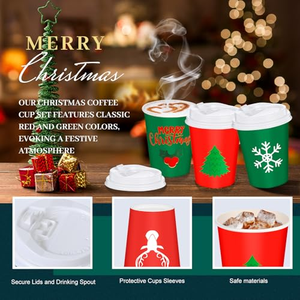 Gobelets en papier biodégradables à double paroi avec logo personnalisé, 8oz, 12oz, 16oz, 20oz, revêtement PE, pour boissons chaudes, café, latte, avec couvercles - Product Image 2