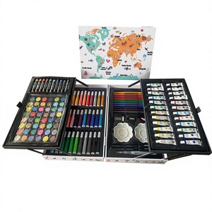 YICHEN Set da Pittura 136 Pezzi in Scatola Regalo a Doppio Strato, Tema Mondo Animale, con Strumenti per <span class=keywords><strong>Disegno</strong></span> e Pennelli, per Compleanni/Feste - Product Image 2