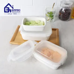 Garbo lò vi sóng an toàn chịu nhiệt sứ thực phẩm lưu trữ container Bowls với nắp bữa ăn chuẩn bị Hộp Ăn Trưa 500ml