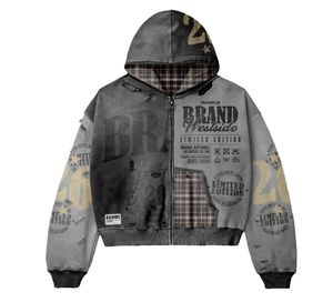 Unisex Hooded <b>Zip</b>-<b>Up</b> <b>Jacket</b> Full Sleeve Print Streetwear Autumn Adult Limited Edition Reversible Split Hem Full Tracksuit Set - Product Image 1