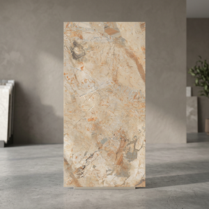 Carreaux de porcelaine pleine masse Remoxy marron brillant effet marbre 2x4 pieds – Décoration murale et de sol haut de gamme - Product Image 2