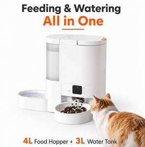 Distributeur automatique d'eau et de nourriture pour animaux de compagnie 3 en 1 intelligent avec caméra WiFi, contrôle par application, distribution programmée, réservoir de 4 L et réservoir de 3 L - Product Image 1