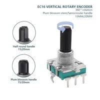 Encodeur rotatif EC16 d'origine avec interrupteur, encodeur numérique, potentiomètre, 3/5 broches, 15/20 mm, poignée en forme de fleur de prunier, demi-axe, axe D