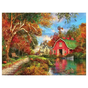 Wholesale printing cross stitch embroidery Rural scenery diy handmade support for custom 30*40cm 11CT cross stitch kits low MOQ