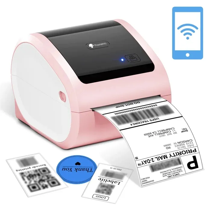 D520-BT Blue-tooth Thermal Shipping Label Printer 4X6 - Wireless Pink Thermal Label Printer for Shipping Packages&Small Business
