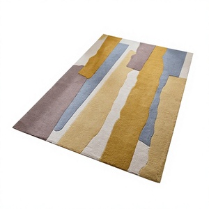Tapis modernes en laine tuftés à la main à prix de gros, à poils ras, motif géométrique, résistants aux taches, pour salon, textiles indiens H/L - Product Image 1