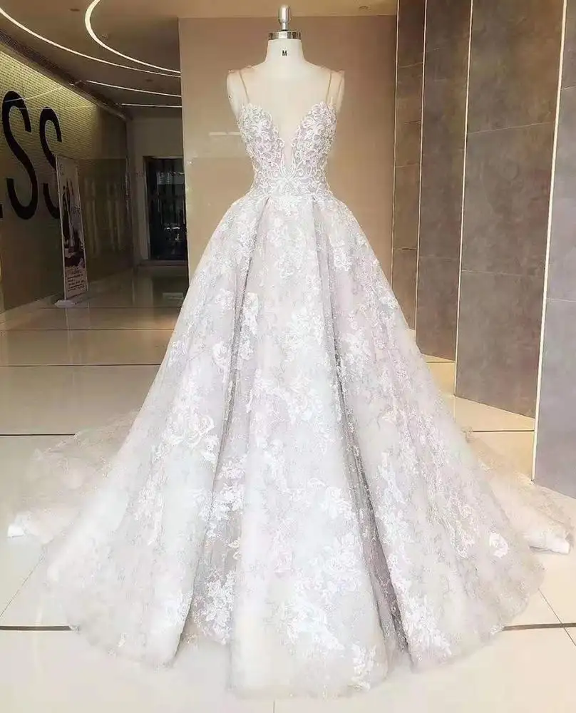 2022 Hot Selling Fashion Style Bridal Gown Deep V Neck Elegant Appliques Wedding Dress With Detachable Jacket