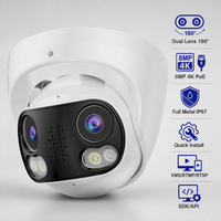Cámara de Seguridad IP Panorámica de 180 Grados con Molde Privado NDAA 4K, Audio Bidireccional, Totalmente Metálica, IP67, 8MP, Doble Lente, POE, Cámara de Red IP