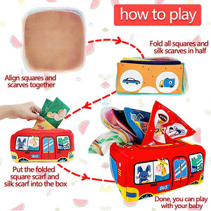 Jouets sensoriels Montessori unisexes pour l'éducation précoce des bébés, 8 foulards en soie et boîte à mouchoirs en tissu pour bébés (plusieurs <span class=keywords><strong>mois</strong></span>) - Product Image 4