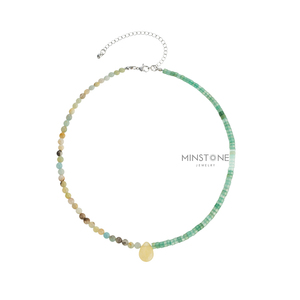 Collar de Aventurina verde mate de piedra Natural de piedras preciosas, Collar personalizado para mujer y niña, regalo - Product Image 1