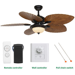 <span class=keywords><strong>พัดลม</strong></span><span class=keywords><strong>เพดาน</strong></span>ดีไซน์หรูหรา สไตล์นอร์ดิก สำหรับห้องนั่งเล่นแบบอเมริกัน รูปทรงวงรี ห้าใบพัด ABS สีไม้ ลายใบปาล์ม ใบบัวสีเข้ม - Product Image 5