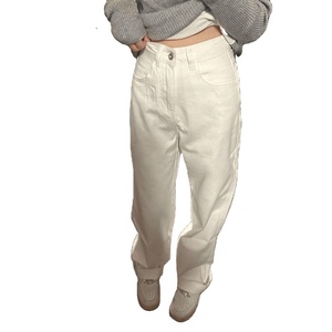 Pantalones vaqueros <span class=keywords><strong>de</strong></span> pierna recta <span class=keywords><strong>de</strong></span> algodón 100% para <span class=keywords><strong>mujer</strong></span>, pantalones <span class=keywords><strong>de</strong></span> pierna ancha con forro polar térmico en negro/blanco, calidez <span class=keywords><strong>de</strong></span> invierno acogedora - Product Image 3
