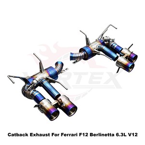 Système d'échappement Catback à soupapes en titane bleu Vortex pour Ferrari F12 Berlinetta 6.3L V12 2012-2017, kit de montage direct pour course - Product Image 2