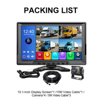 Moniteur d'affichage quadruple à 4 objectifs Full HD 1080p de 10,1 pouces, moniteur de recul, caméra de rétroviseur latéral pour bus et camion