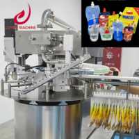Machine automatique de remplissage, scellage et bouchage de sachets souples verticaux avec bec verseur pour jus de fruits