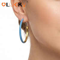 LUCKYJIU Fabricant de bijoux personnalisés, boucles d'oreilles créoles en acier inoxydable plaqué or 18 carats, entièrement émaillées, imperméables, pour femmes, à porter au quotidien
