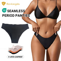 Braguitas Menstruales de Bikini Negras al por Mayor OEM, Reutilizables, de 4 Capas Absorbentes, a Prueba de Fugas, Ropa Interior Menstrual sin Costuras para Mujer
