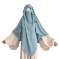 Khimar avec Cape Jazz crêpe Niqab cordes léger respirant femmes musulman dubaï robe islamique vêtements Long Hijab voile