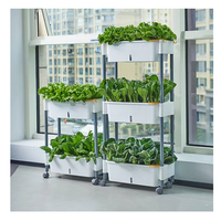 Chariot de jardinage mobile multicouche en PP de qualité alimentaire avec revêtement PE, sur roues, pour culture de légumes sur balcon urbain ou à domicile