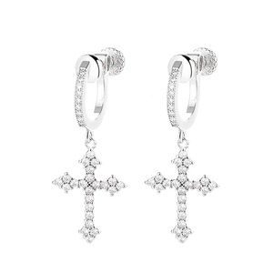 Cross Clip-On <b>Earrings</b> Zinc Alloy Prong Setting Party Fashion Jewelry - Product Image 5