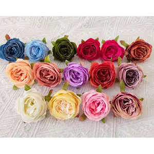 YIWAN Wholesale 6cm camellia rose heads Artificial silk Flower Real Touch Wedding Decoration Flower Artificial flowers wall