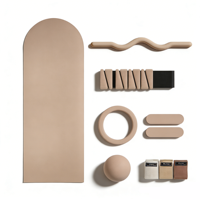 Tapis de yoga en PU vegan mat avec impression de logo couleur unie personnalisée CZ, tapis de yoga circulaire ovale en forme de capsule en caoutchouc beige crème
