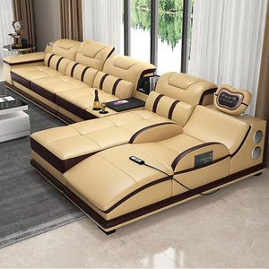 Divano Moderno <span class=keywords><strong>Grande</strong></span> con Funzione Massaggio, Set di Divani per Soggiorno, Divano Angolare a L Modulare di Lusso in Pelle - Product Image 4