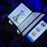 LiqVis – Nouveau menu LED haut de gamme A4 et A5, personnalisé avec logo, rechargeable, en cuir, 4 pages, 6 faces, pour spa, restaurant, boîte de nuit